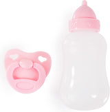 Bayer Design 93822AA Babypuppe Anna, spricht 24 Babylaute, weicher Körper, Schlafaugen, Schnuller, Flasche, 38 cm, rosa, Lille