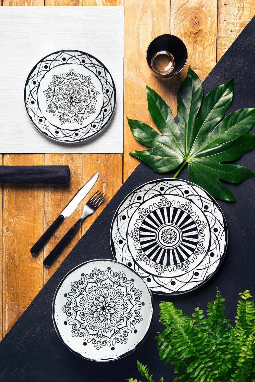 Excelsa Boheme Noir tallerkensæt, 18 dele, Porcelæn, Schwarz