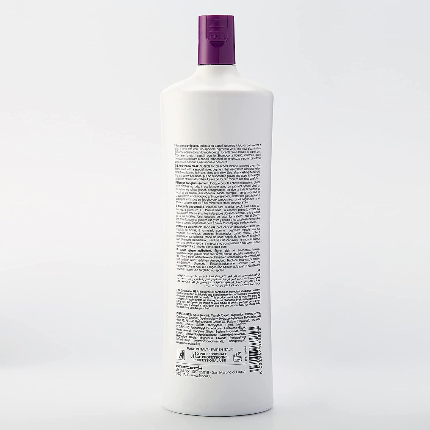Fanola No Yellow Mask - plejebehandling, 1 liter Naty Shop hårmaske