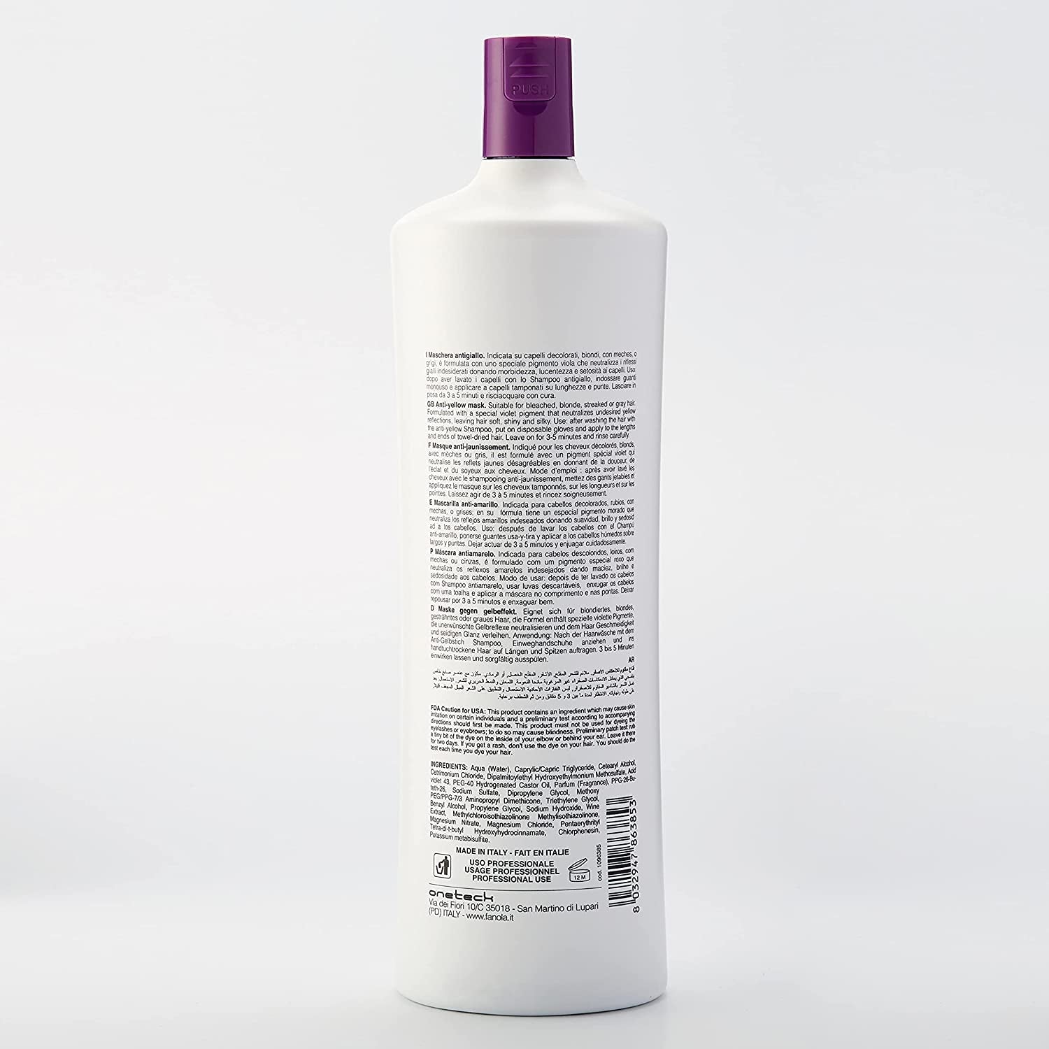 Fanola No Yellow Mask - plejebehandling, 1 liter Naty Shop hårmaske