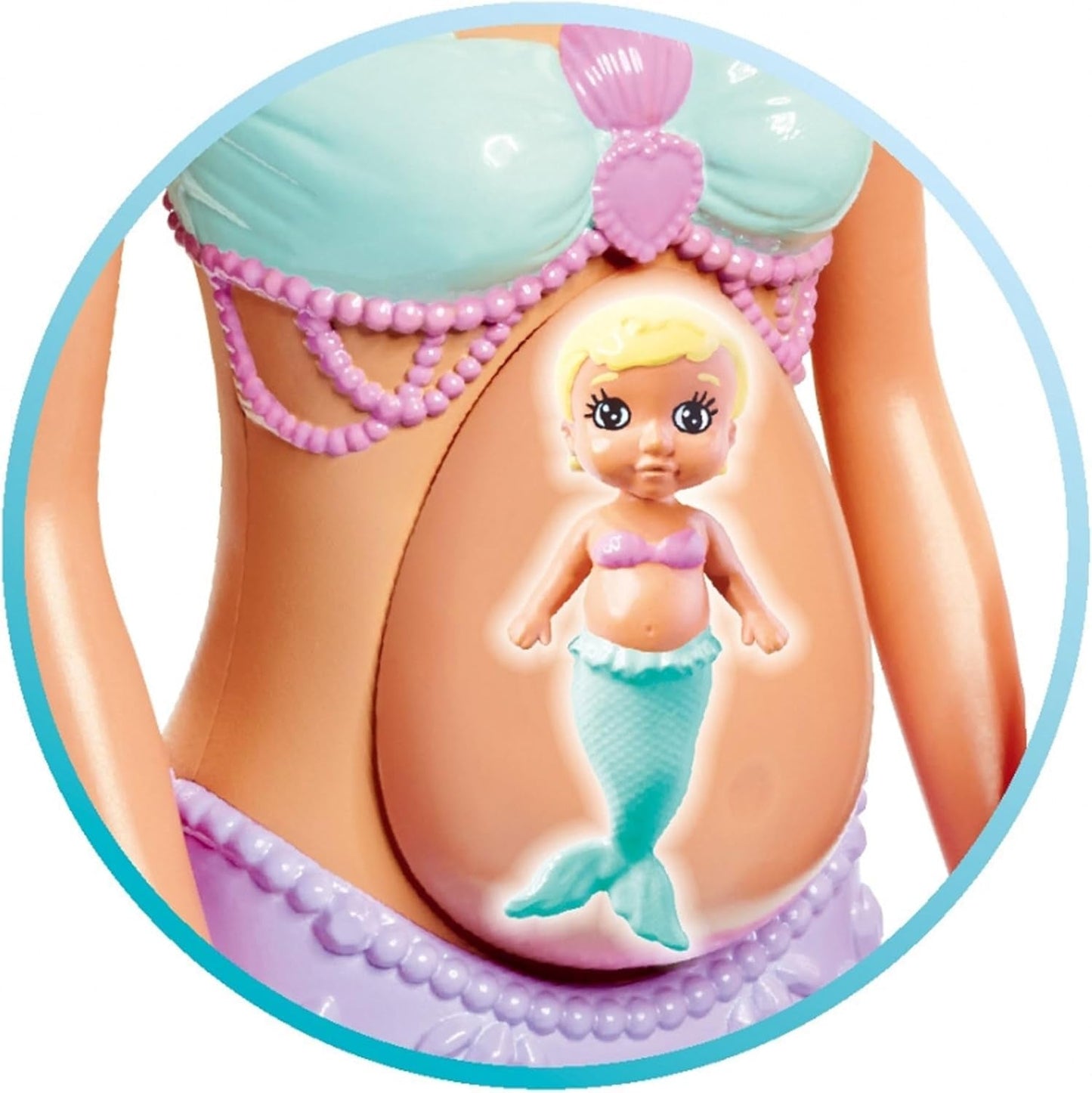 Simba 105733524 - Steffi Love Mermaid Family, gravid havfruedukke med Kevin som havfrue, med barneseng, 29 cm påklædningsdukker, legedukker, til 3+ år gamle dukker Naty Shop
