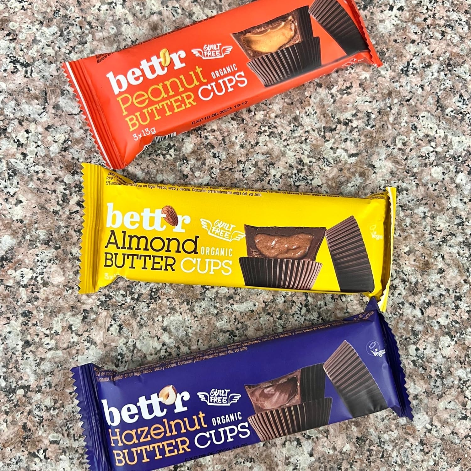 Bett'r Guilt-fri økologiske hasselnøddesmørblomster. 100% vegansk, glutenfri og laktosefri - 12 x 39 g