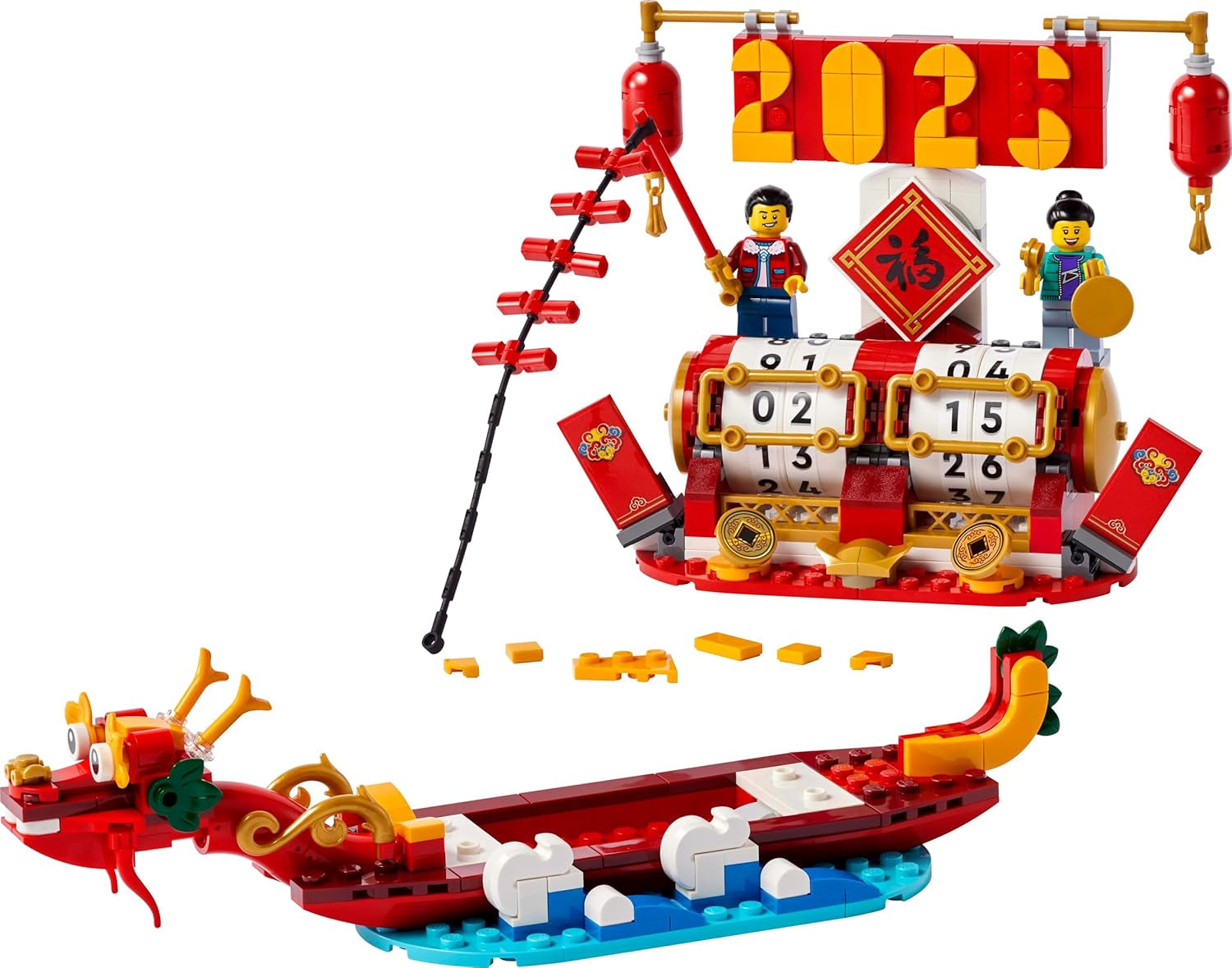 LEGO feriekalender, kinesisk julegave til drenge og piger, månenytårsbyggesæt, giver børn mulighed for at lege fantasifuldt, festlegetøj, kinesisk nytårsdekoration 40678 byggesæt Besuche den LEGO-Store