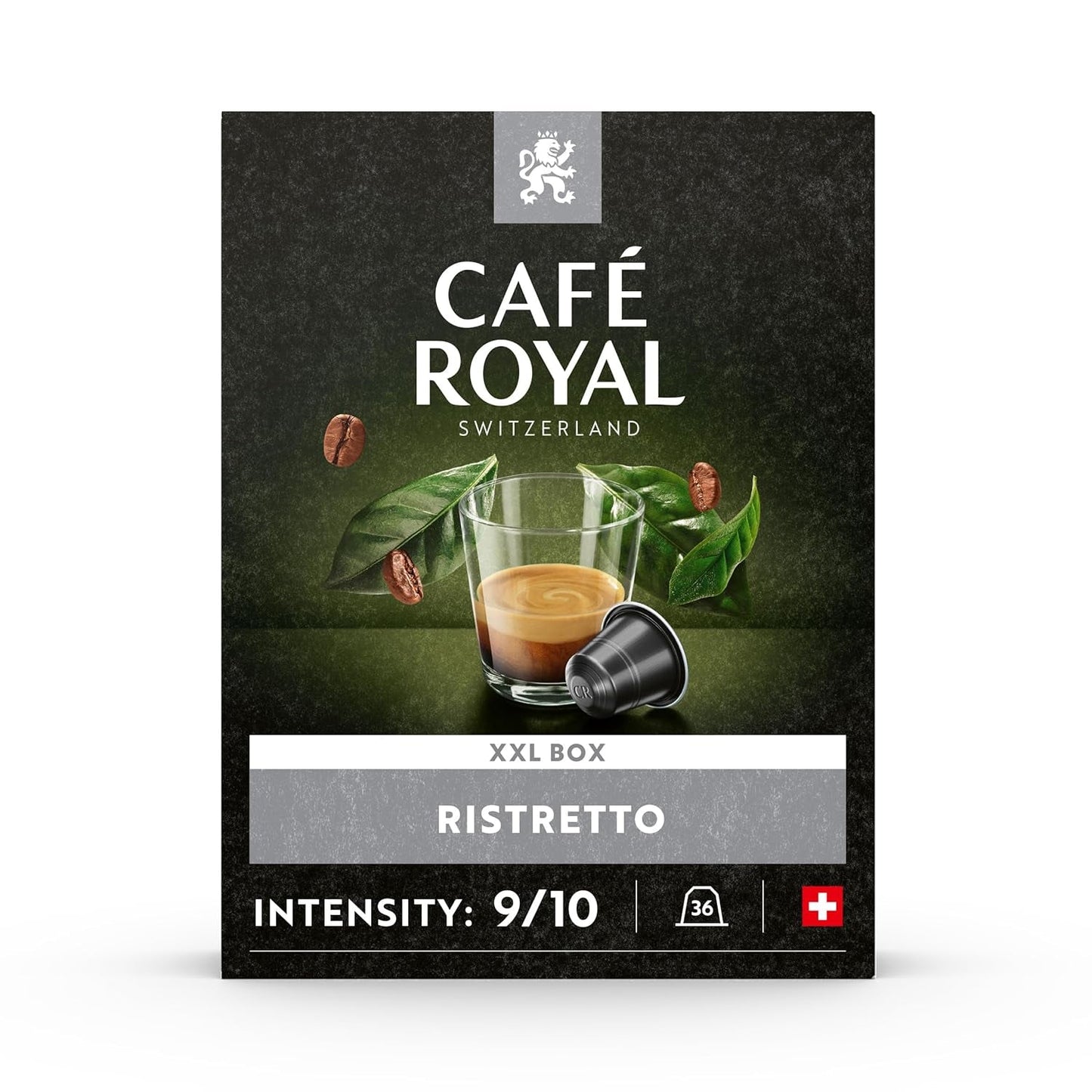 Café Royal Ristretto 36 Kapsel for Nespresso Kaffemaskine - 9/10 Intensitet - UTZ-certificeret Kaffeekapsel af Aluminium (Packung med 3)