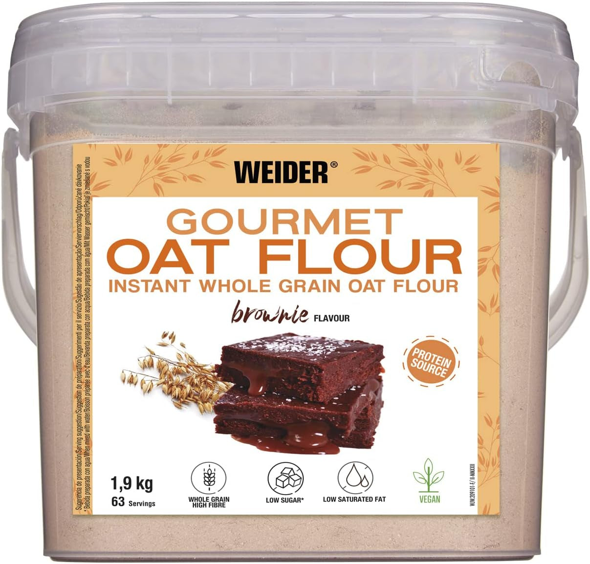 Weider Gourmet Oatmeal (1,9 kg) browniesmag. Fuldkorns havregryn. Proteinkilde med lavt sukkerindhold.