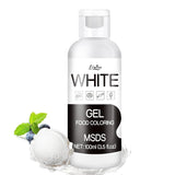 Gel-madfarve - 100 ml, Gel-madfarve til kager, bagning, småkager, makroner - koncentreret sukkerfri madfarve til kagedekoration, drikkevarer, påskeæg, DIY-slime (hvid)