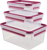 Emsa 515585 Madklip & Luk | 3 dele sæt | plastik | gennemsigtig / grøn | 0,55 / 1 / 2,2 liter Fødevarekasser Naty Shop Raspberry 0,55 L+1,00 L+ 2,20 L