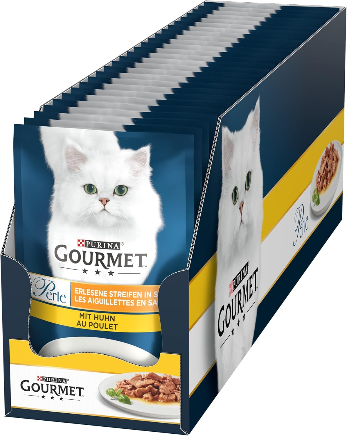 Gourmet Perle Select Strips våd kattefoder med kylling, pakke med 26 (26 x 85 g)