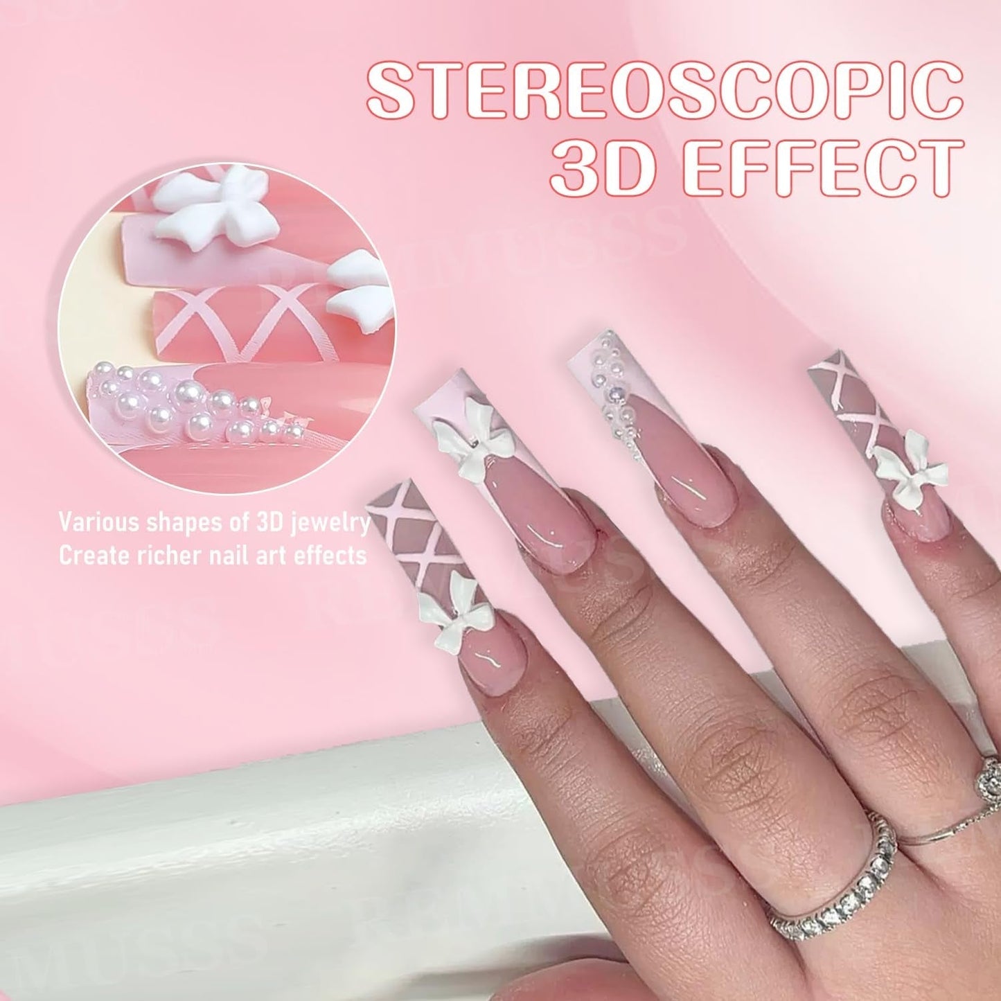 3D Nail Art dekorationer, 1 æske Nail Art Charms, Blandet stil Blomsterhjerte Sløjfe Nail Art Charms, Resin Nail Art dekorationer, Til Negle Art dekorationer, DIY håndværkstilbehør