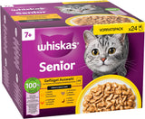 Whiskas 7+ vådfoder til katte Udvalg af fjerkræ i sauce 24 x 85 g (2 pakker) - Højkvalitets vådfoder fra 7 år i 48 portionsposer