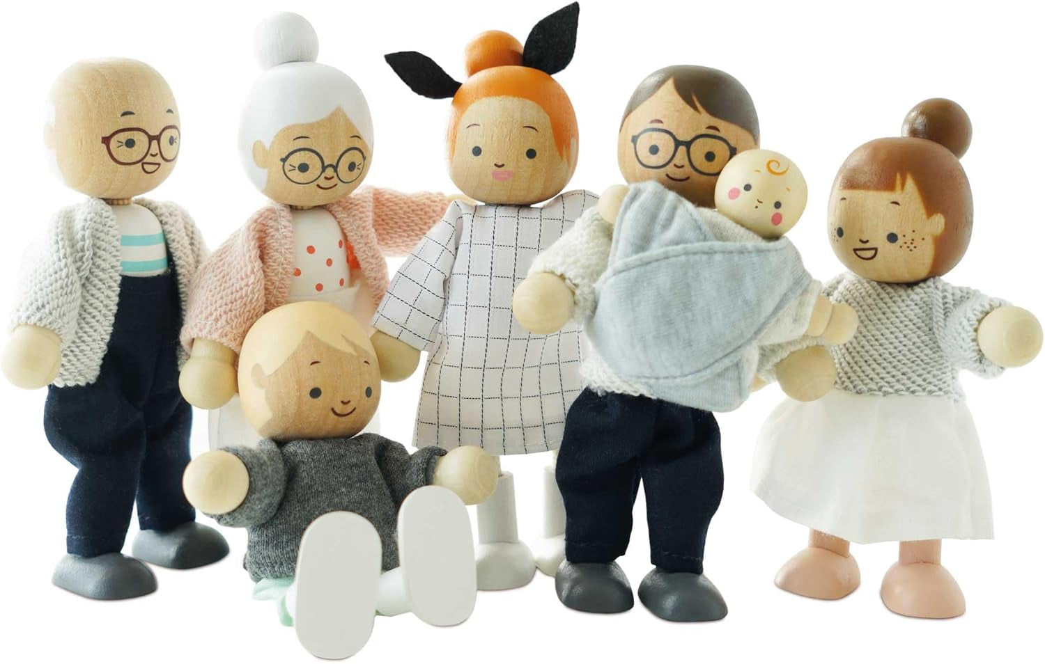 - Meine Familie mit 4 Puppen – Holz, Stoff – P053