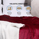 Komfortec hyggetæppe 150X200 Cm, Oeko-Tex certificeret fluffy fleece tæppe, varmt sherpa tæppe til sofaen, tykt tæppe til sofaen, bordeaux senge og tæpper Besuche den Komfortec-Store