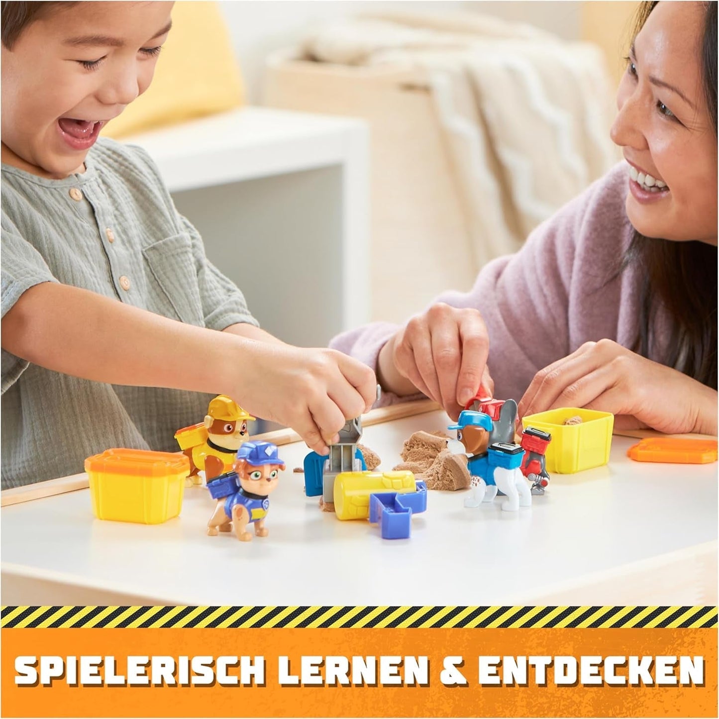 Rubble & Crew - Rubble & Mix figur actionfigurer sæt, 2 byggelegetøj og 85G kinetisk byggesand, legetøj egnet til børn fra 3 år og opefter action figurer Naty Shop