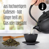 Lumaland 8 dele tesæt | 1,4 liter Tetsubin støbejern tekande | Varmelegeme i støbejern | 2 tekopper og 2 underkopper | Japansk tesæt inklusiv bambus-måleske og infuser af rustfrit stål