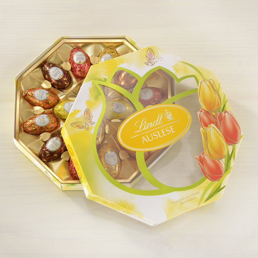 Chokolade udvalgte æg | 288 g | 2 x Crested Æg og Chokoladetrøfler | 3 x 90g | De fineste Marc de Champagne trøfler i hvid chokolade | Påskechokolade | Gave af chokolade