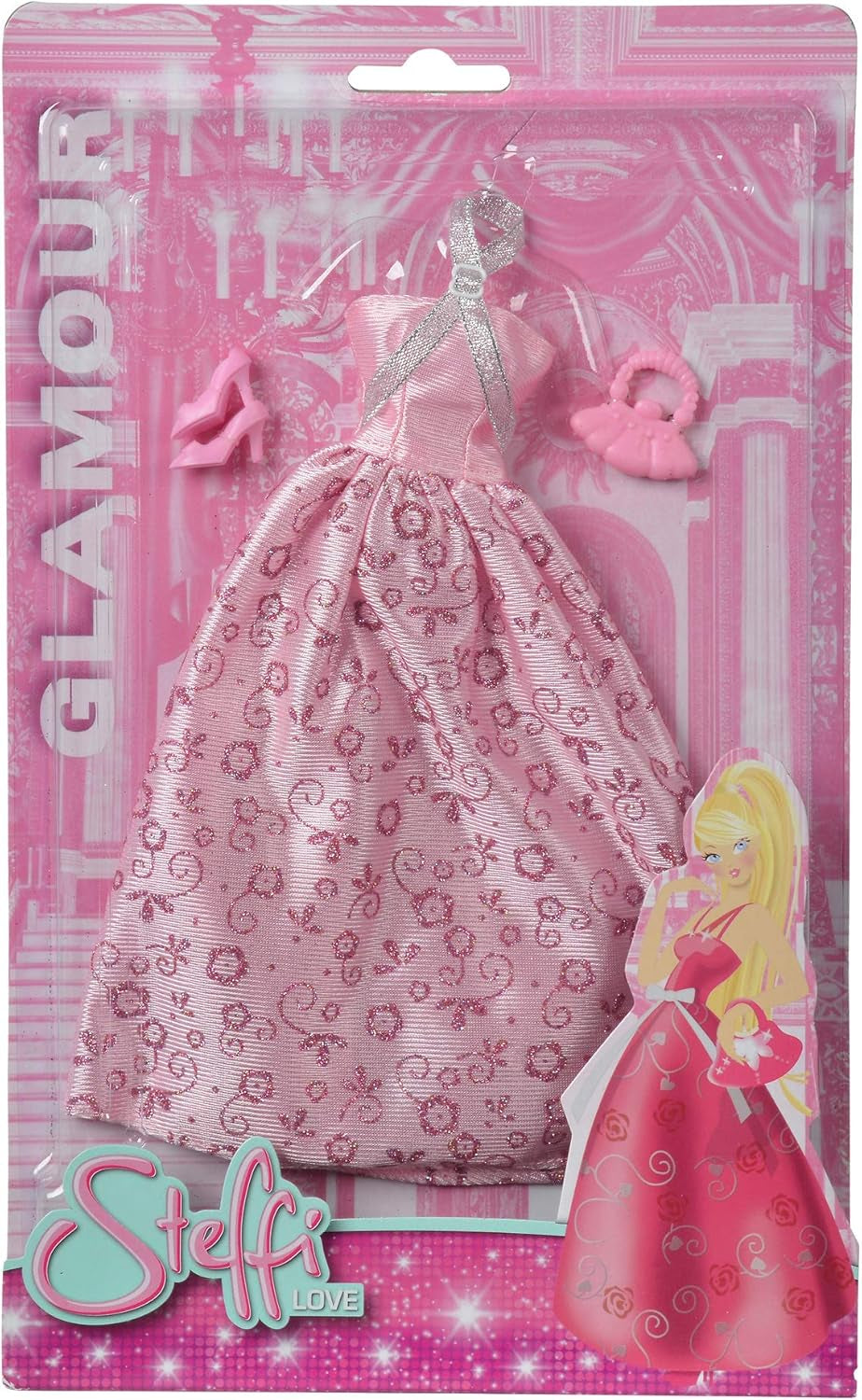 Simba 105723369 - Steffi Love Glamour / Dukketøjssæt / 3 forskellige genstande / Kun én vare er inkluderet / Balkjole til alle 29 cm dukker / Dukke ikke inkluderet