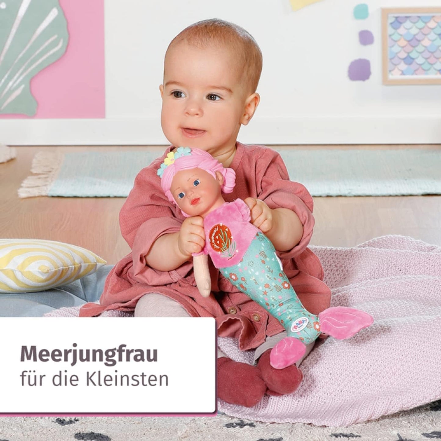 BABY born Mermaid til babyer, vaskbar blød dukke, havfruedukke med blødt vinylhoved, 33 cm høj, 832288 Zapf Creation