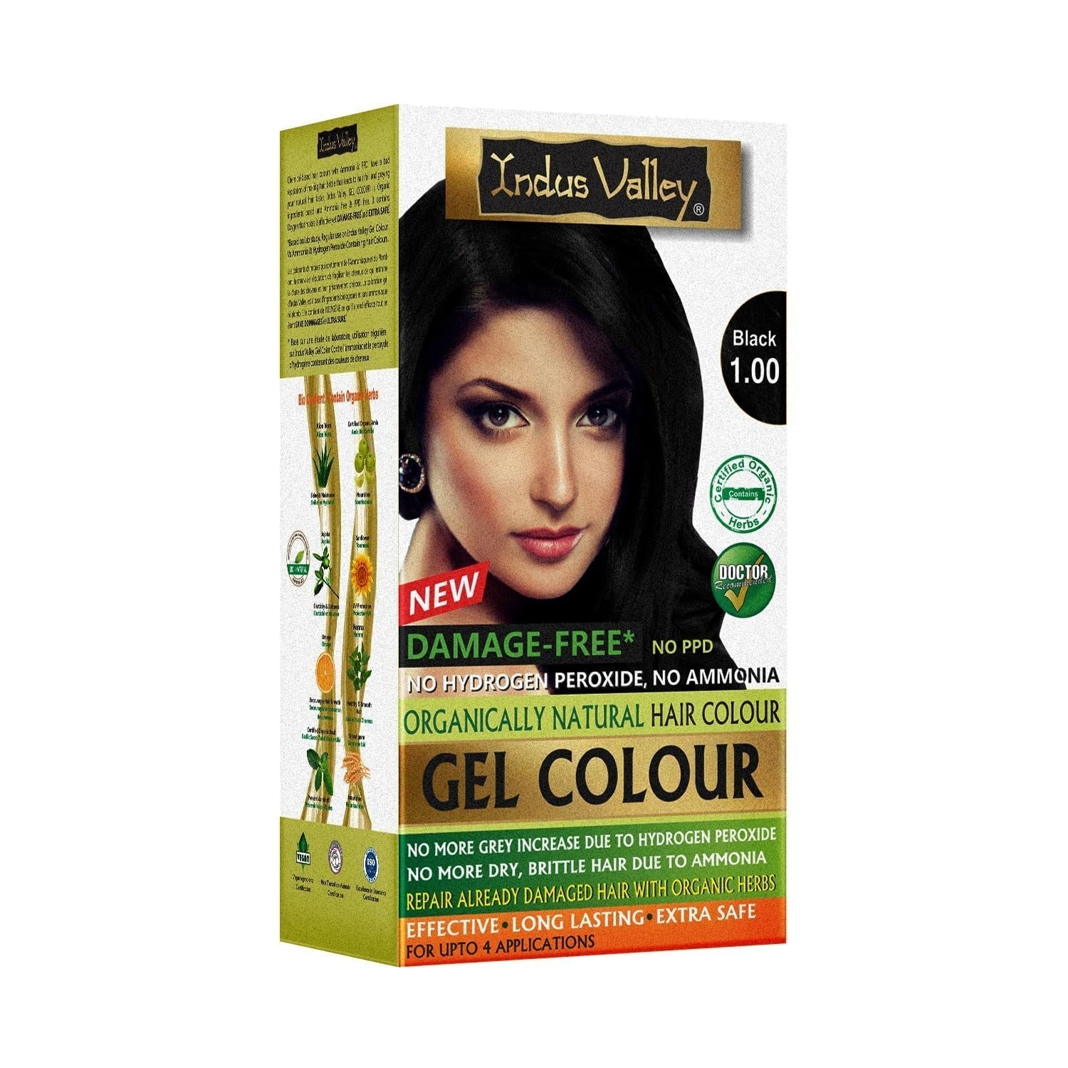 Indus Valley Natural Damage Free Gel Hårfarve | Ammoniakfri, vegansk og grusomhedsfri | Op til 100 % grå dækning, langtidsholdbare resultater | Lys kastanje 5.0 (20 gram + 200 ml) Hårfarve Naty Shop Black