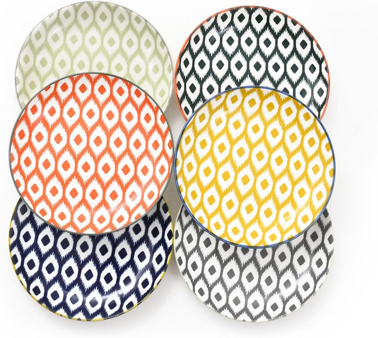 kagetallerken, sæt med 6; små desserttallerkener (15 cm); salatplader af porcelæn; farverige tallerkener til morgenmad; mini tallerkener til pasta, frugt, brød