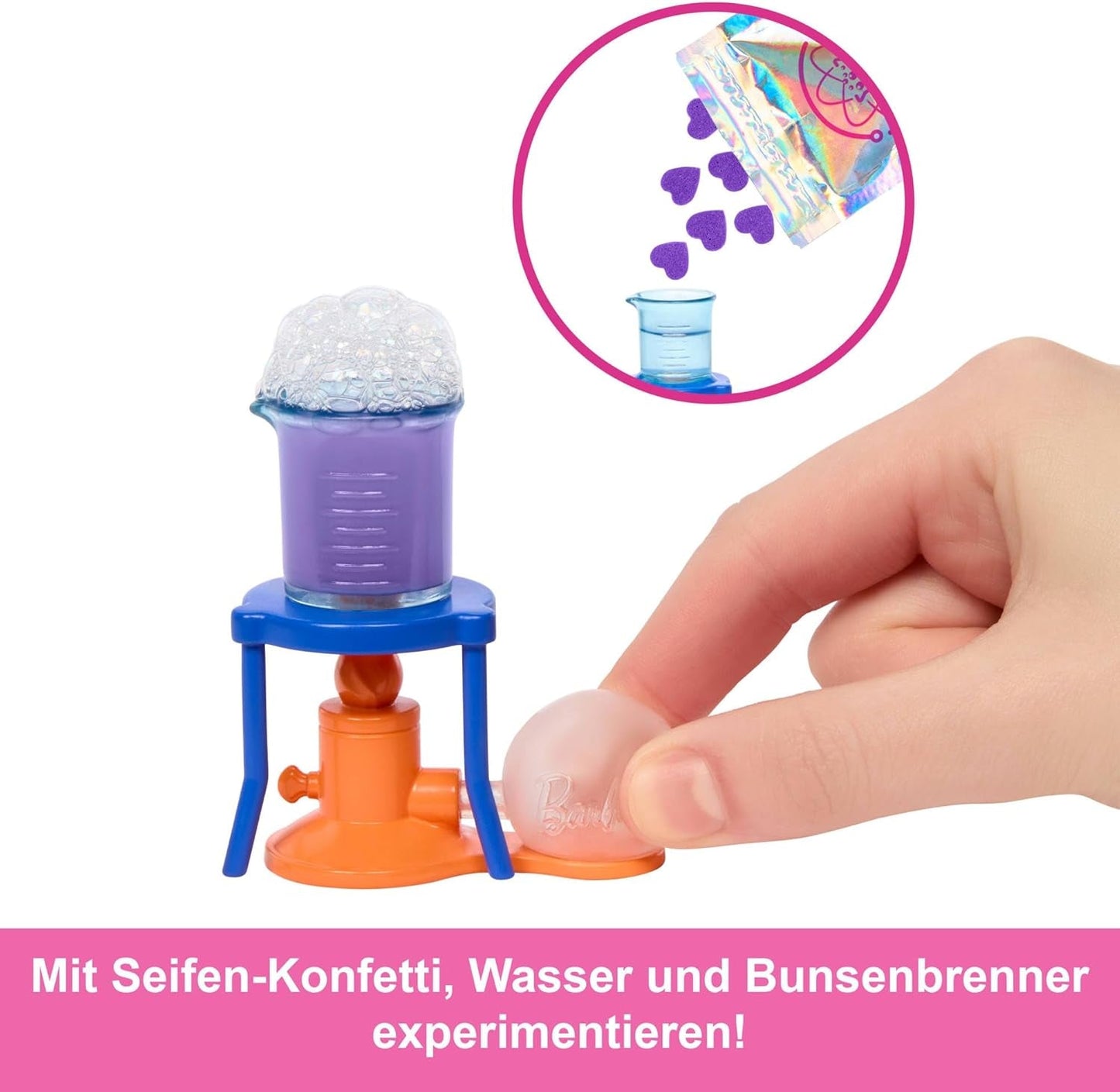 Barbie Scientist-dukke og tilbehør med moderigtig blond dukke, laboratoriebord, mikroskop, farveskiftende kasserer og petriskål, JCR70 Naty Shop-dukker