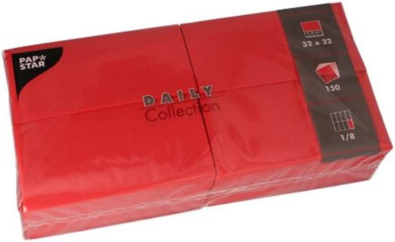 PAPSTAR 150 servietter "Daily Collection" 1/8-fold 32 Cm X 32 Cm Rød