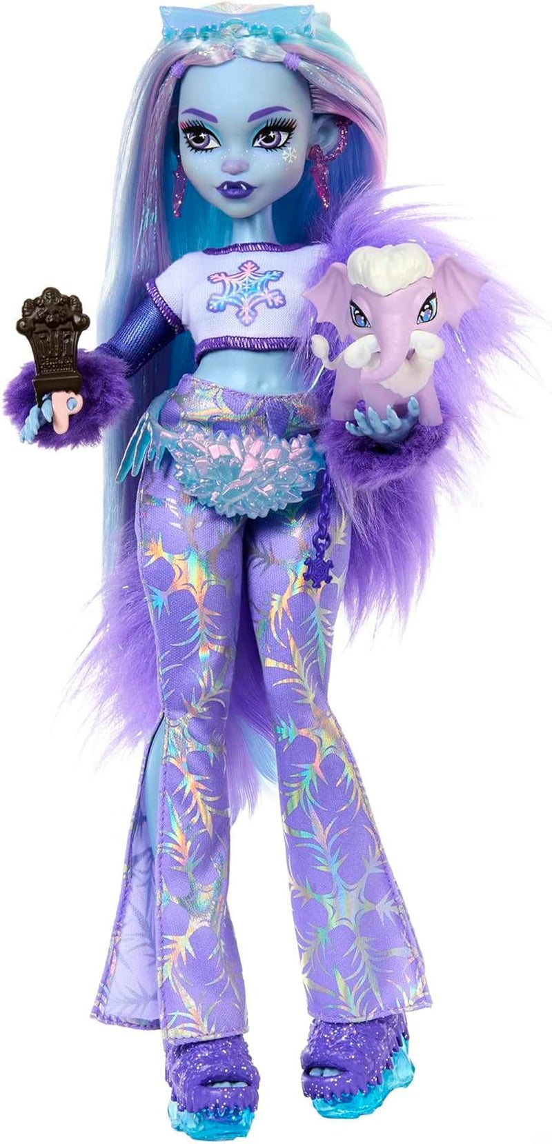 Monster High Abbey Bominable Yeti med Mammoth Pet og tilbehør - Uhyggeligt snefnuglook til børn 4+, HNF64 Dukker Naty Shop Single