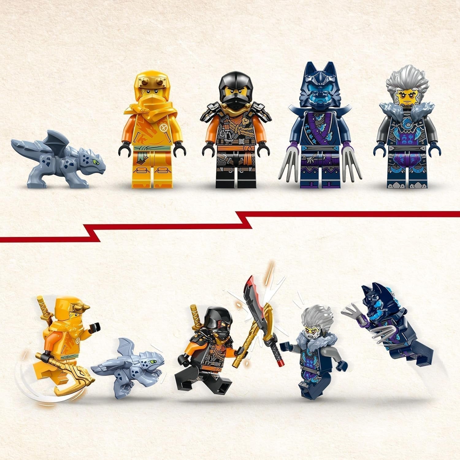 LEGO NINJAGO Arins Ninja Off-Road Buggy, Ninja Legetøj med Bil, Drage og 4 Minifigurer, Buggy Model Adventure Sæt til børn, Fødselsdagsgave til drenge og piger 7 år 71811 Byggesæt Beuche den LEGO-Store