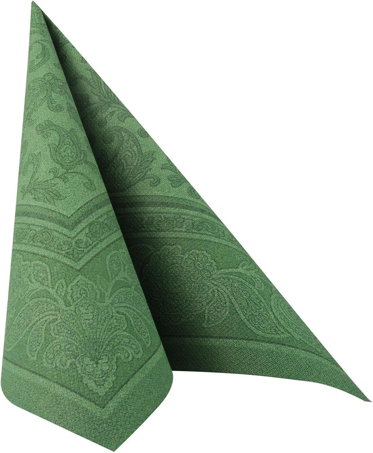50 servietter "ROYAL Collection" 1/4 fold 40 Cm X 40 Cm mørkegrønne "Ornaments"