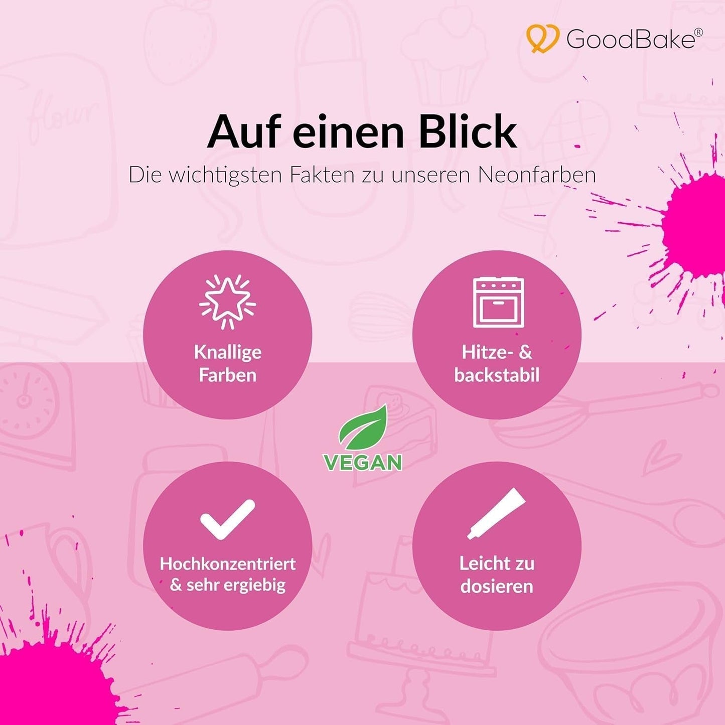 Goodbake Neonlebensmittelfarben 6 Farben Set – Intensiv Lebensmittelfarbe – Lebensmittelfarbpaste – Zum Einfärben Von Torten, Fondant, Buttercreme Uvm. – 100 % vegansk Naty Shop
