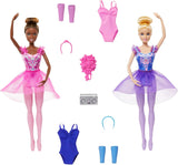 Barbie Ballettstudio Set med 2 Puppe og 9 tilbehør, blonde og brunette Ballerina-modepupper med aussietzem Outfit og til Tanzmotto passeret Teilen, HXC37, [Multicolor]