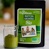 | Matcha økologisk pulver 100 g | Grøn te Matcha Powder Ceremoniel Grade | 100 % naturlig og førsteklasses kvalitet | Afgiftende te | Kompatibel med Matcha sæt, stilk, skål og glas.