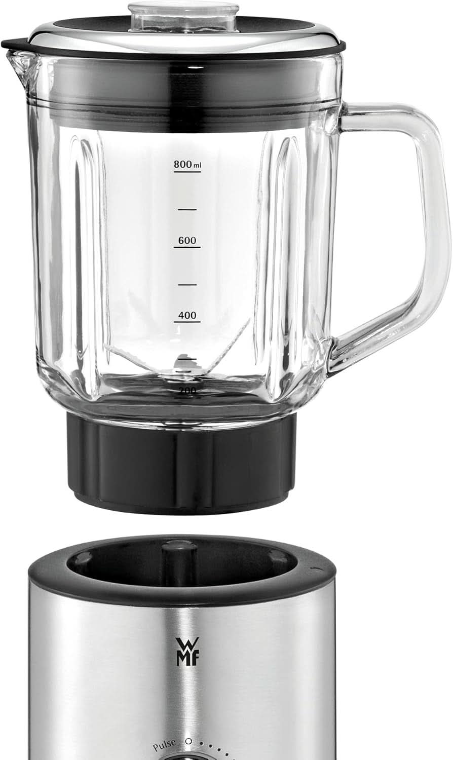 WMF Küchenminis Kompaktmixer, Mini Standmixer, 400 Watt, Standmixer Klein, Glasbeholdere 0,8 L, Pulsstufe, Cromargan Matt Kitchen Naty Shop