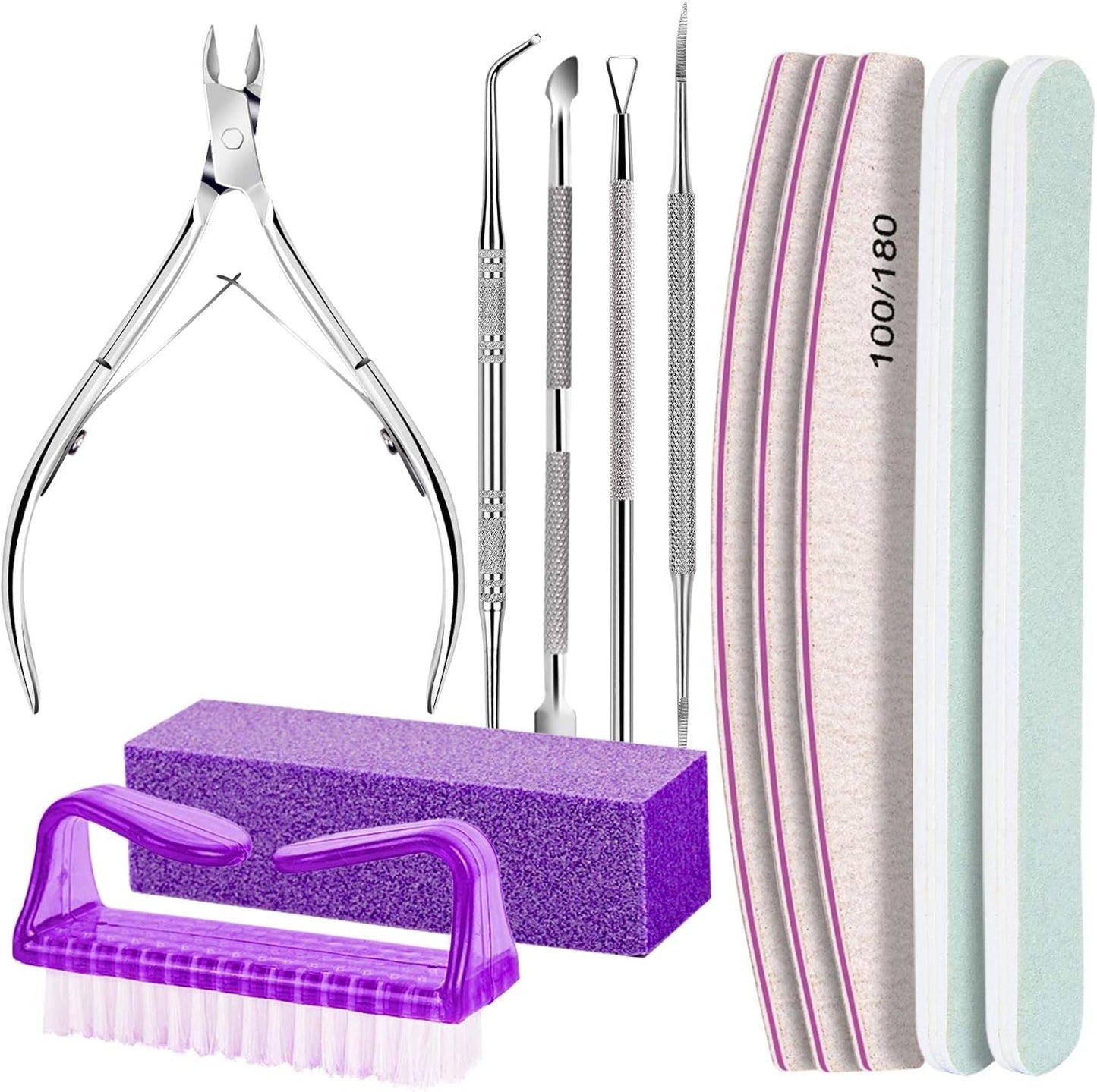 FANDAMEI Manicure Set, Buffer Für Nägel, Nagelfeile 100/180, Nagelfeilen Für Gelnägel, Nagelhautschieber, Buffer Für Gelnägel, Feilen Für Gelnägel, Nagelzange, Nagelfeilen Set, Maniküre & Pedicure Set