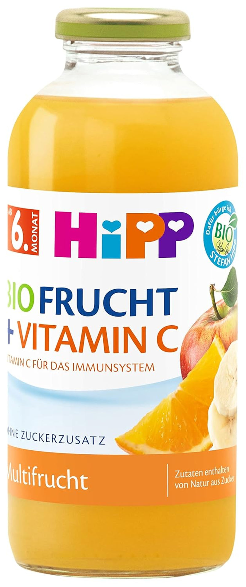 HiPP Multifrukt med C-vitamin, drik til babyer fra 6 måneder (6 x 0,5l), uden tilsat sukker, let og lav syre, bedste økologiske kvalitet