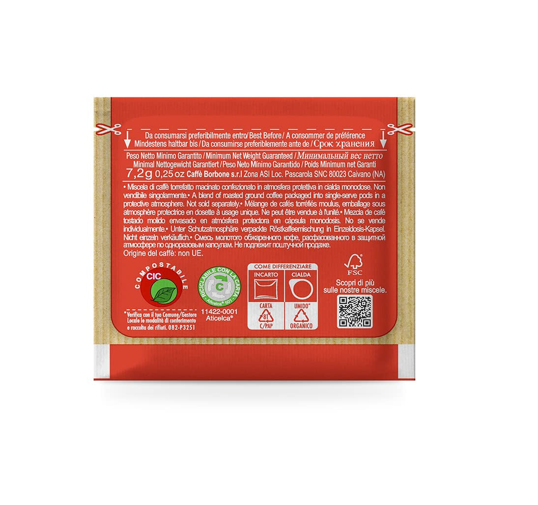 Caffè Borbone komposterbare Kaffeepads, Rote Kaffeemischung - 150 Pads - Kompatibel med ESE System Papier Pads 44 mm