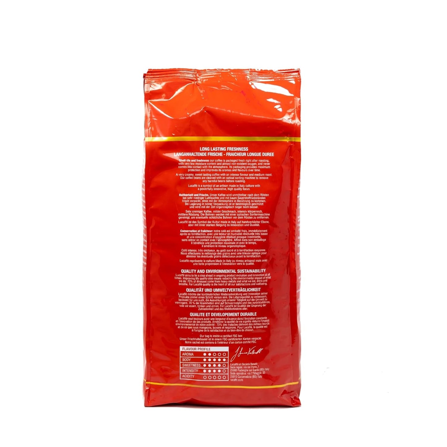 Lucaffé - Kaffeebohnen Mamma Lucia, 1 kg | Kaffee aus ganzen Bohnen für cremigen Espresso | Helle Röstung | intensiver og cremiger Gesmack