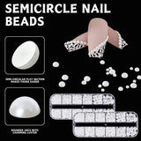 12 Größen Nail Art Perlen, Flache Perlen, Nail Art Accessoires, Halbkreis Nagelperlen, Weiße Nail Charms Und Glitzersteine ​​Nägel Für Nail Art Design, DIY Basteln, Alltag, Hochzeit (2 kasser)