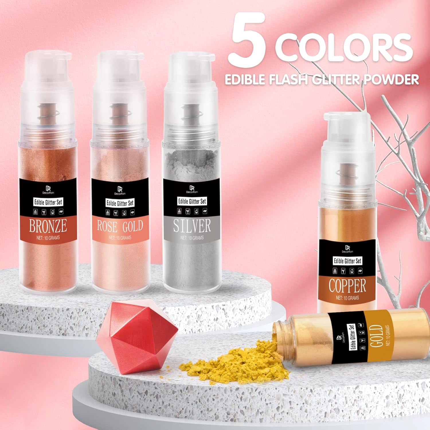 DecoRom, spiseligt glitter, pudder, 10 gram Glitter Naty Shop