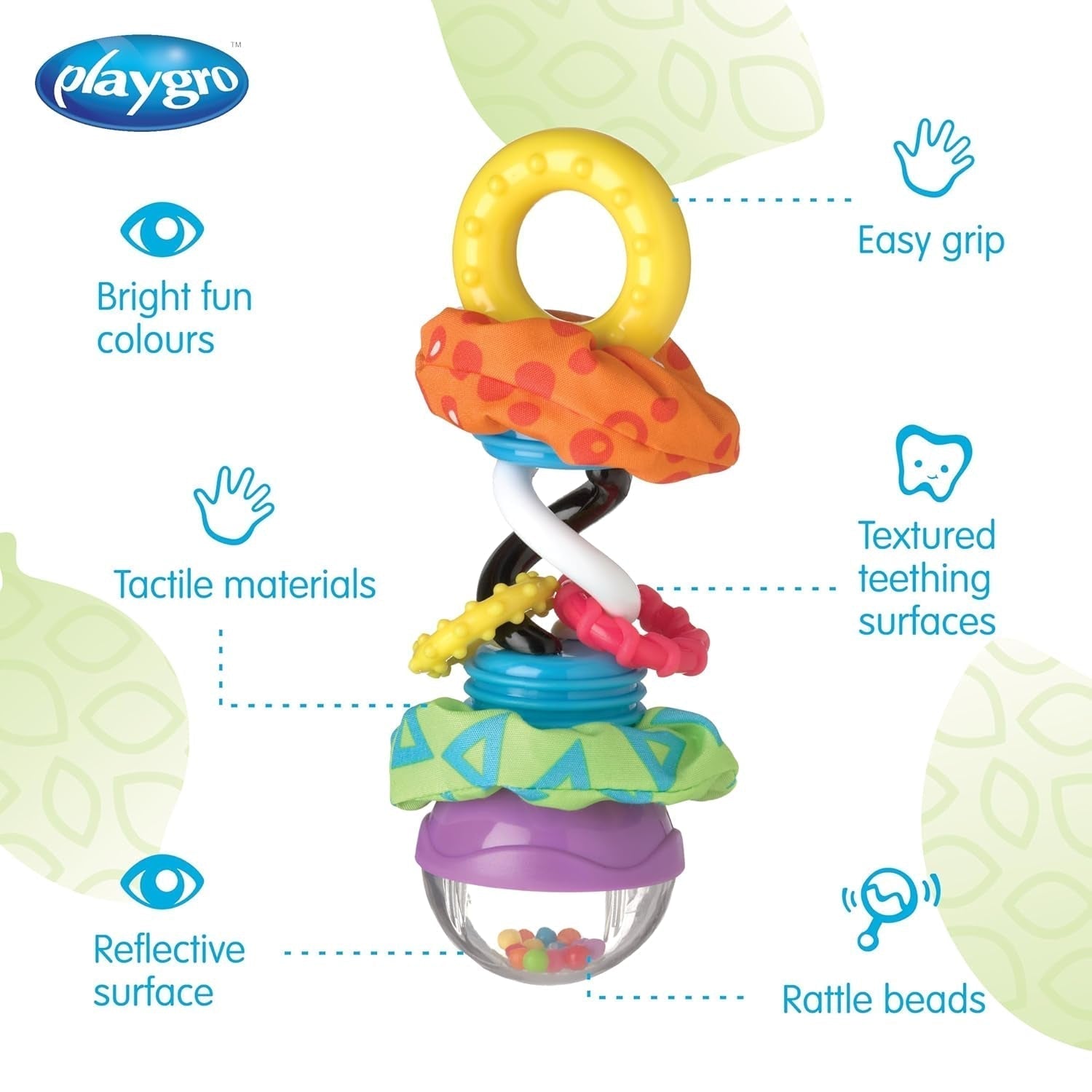 Playgro Rattle Super Shaker - ranglebold til babyer - ranglebold - ranglebold til børn - ranglebold - motorik - babylegetøj - motorik til babyer - farverigt Legetøj Bebe Naty Shop