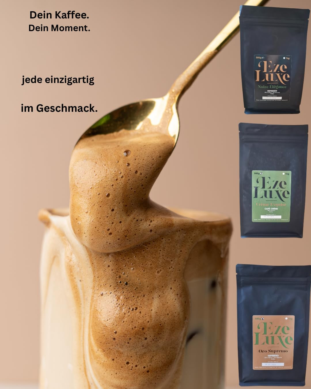 Kaffe Espresso Noire Elegance 500g – 50% Arabica og 50% Robusta fra Brasilien og Indien – mellemristet, kraftig og cremet med mørk chokolade – intensitet 8 – inkl. gratis espressomaskine