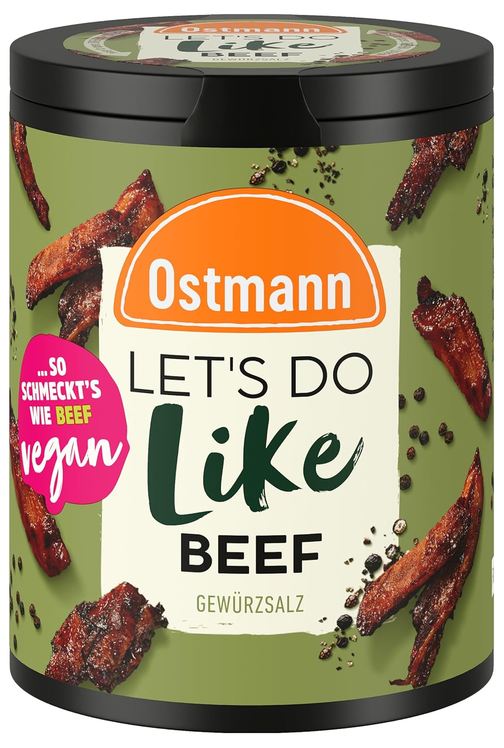 Ostmann Gewürze - Lad os gøre som oksekød | Rindfleisch-Geschmack für ungewürzte Fleischersatzprodukte | Gewürzsalz for Seitan, Tofu og vegetarisk og vegansk Gerichte | 90 g i Metalldose genbrugsbar