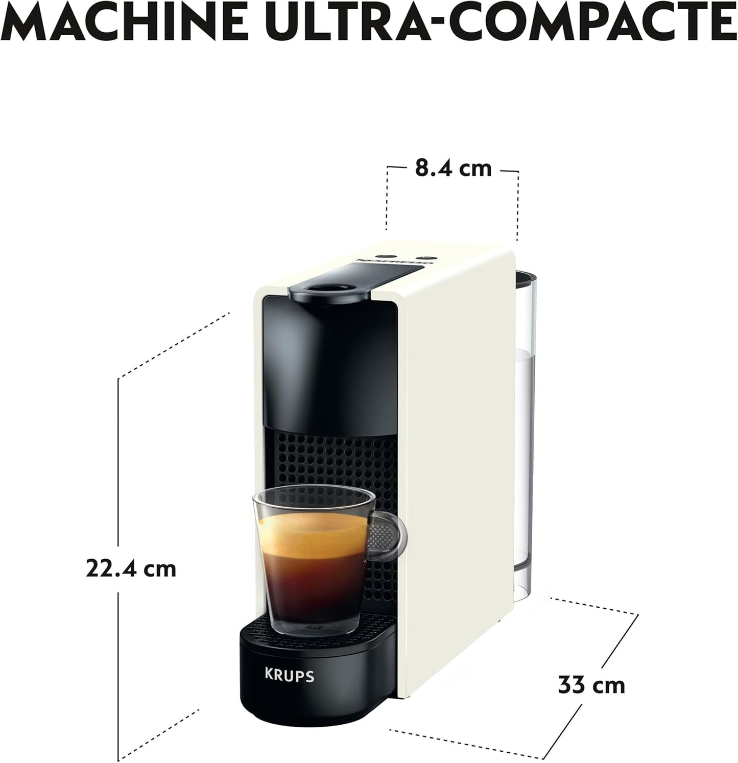 Krups Nespresso Essenza Mini Pure White Espressomaskine Kaffekapsel Espresso Style Compact Espresso Barista YY2912FD