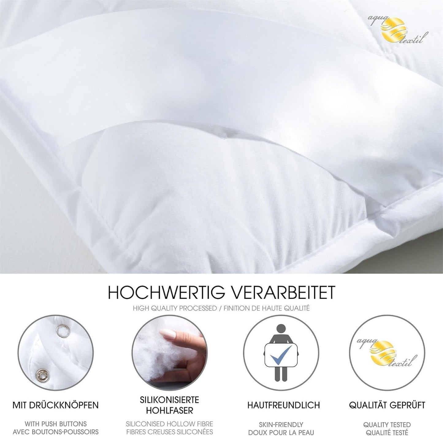 Aqua-Textil 4-sæsons quilt 135X200Cm Tæpper knyttet sammen Vinter 800G Sommer 600G Klimastyring Oeko-Tex Dyner og dyner Naty Shop
