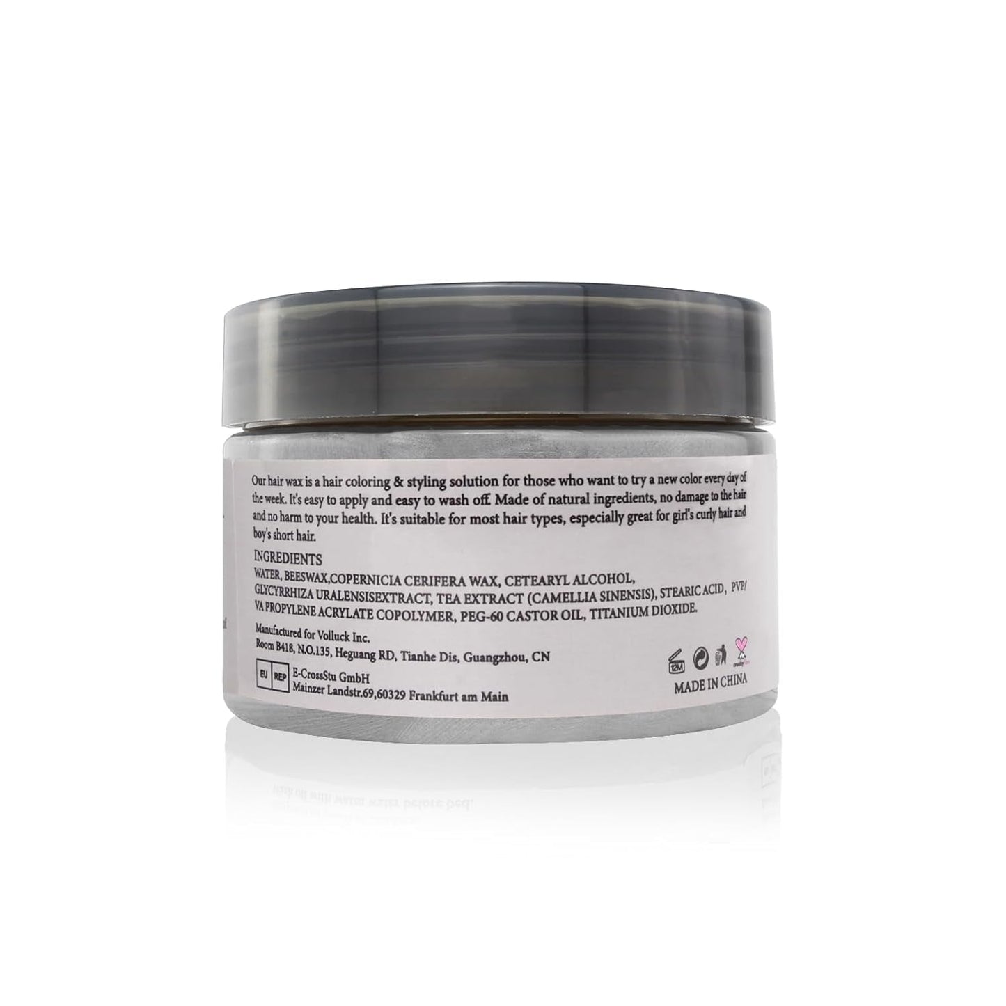 Midlertidig hårfarve, styling af hårfarve til mænd, kvinder, naturlig hårpomade, hårfarvevoks til fest, cosplay og halloween, 4,23 oz (sølvgrå) Naty Shop hårfarve