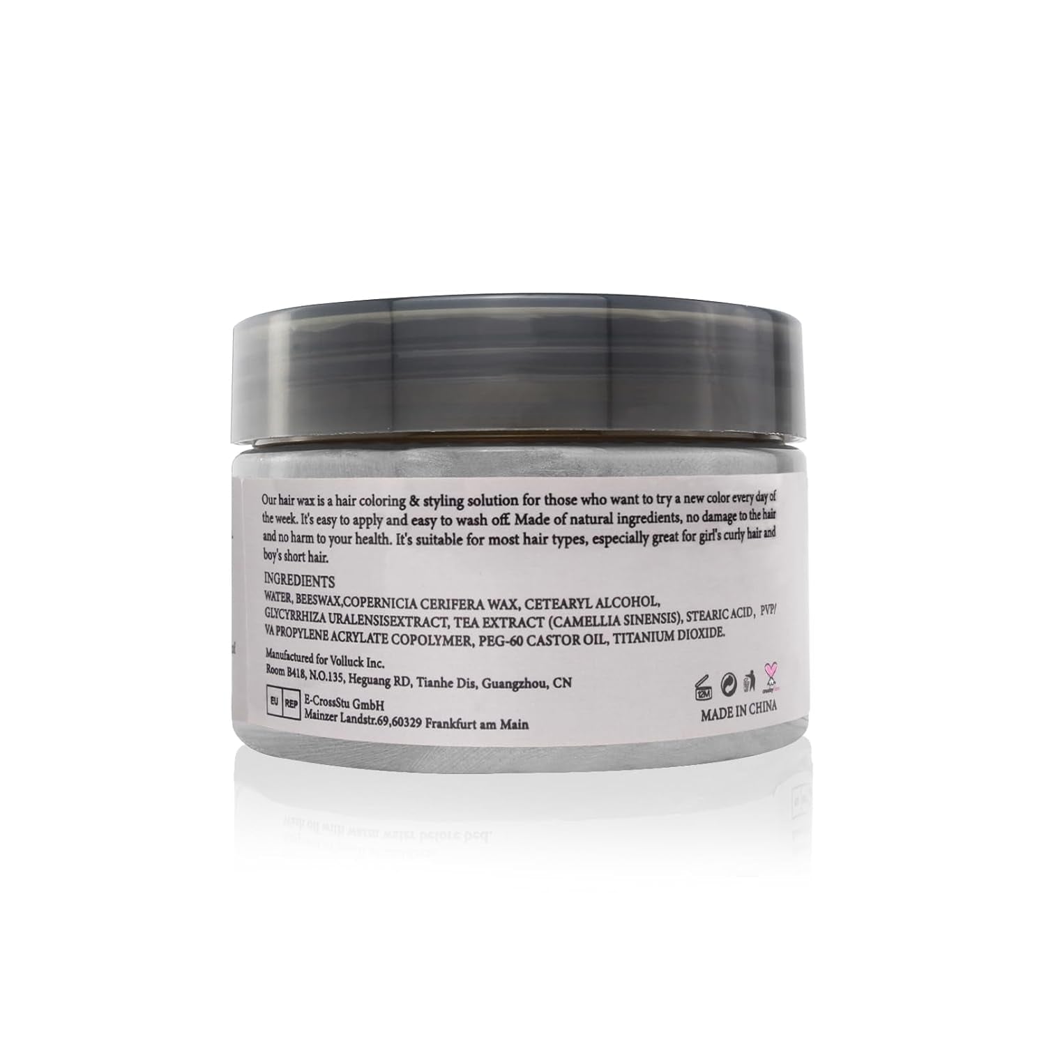 Midlertidig hårfarve, styling af hårfarve til mænd, kvinder, naturlig hårpomade, hårfarvevoks til fest, cosplay og halloween, 4,23 oz (sølvgrå) Naty Shop hårfarve