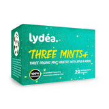 Lydea Three Mints+ økologisk urtete med tre sortimenter af mynte, æbler og urter, 60 pyramider, 3 pakke [3 x 20 pyramider]