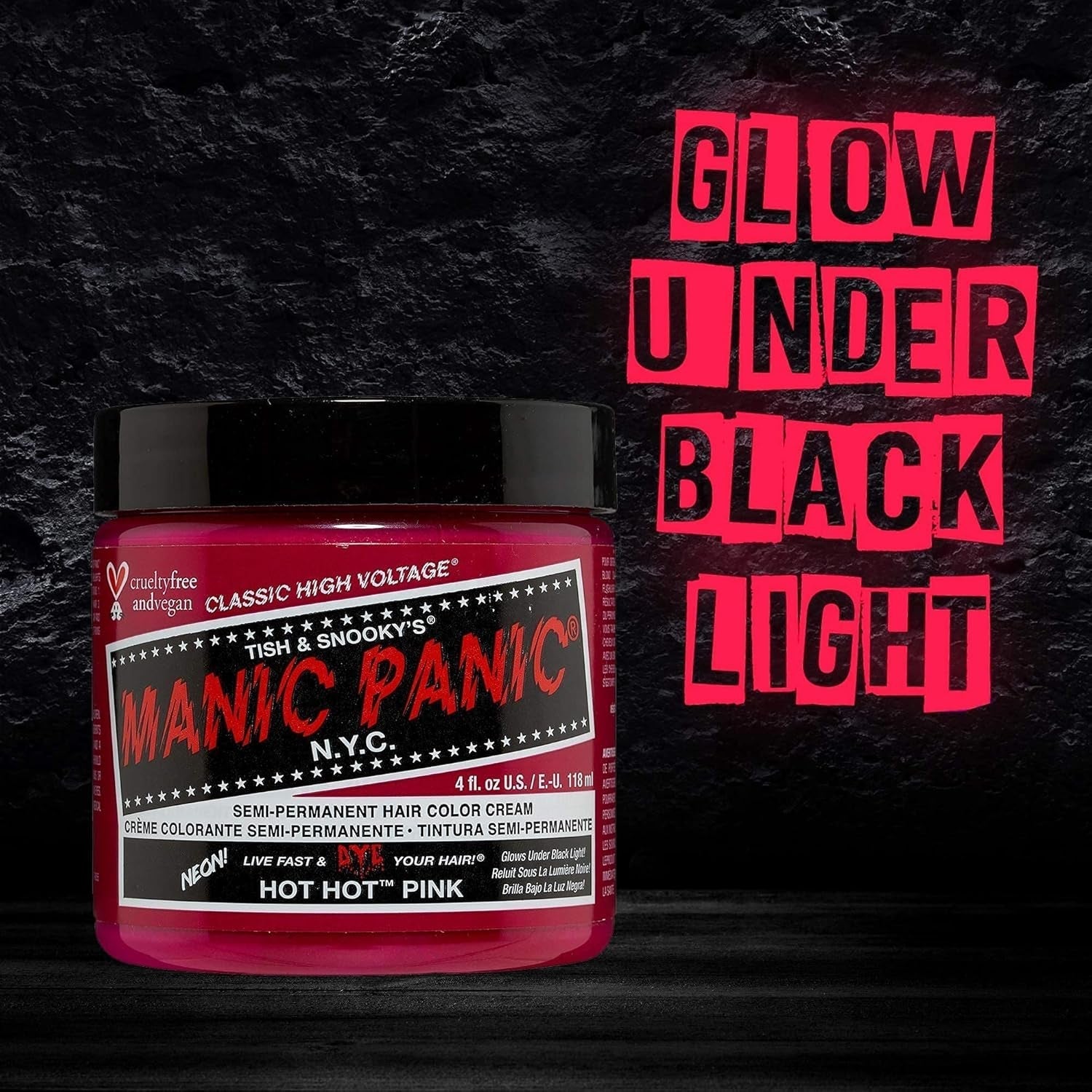 Manic Panic Hot Hot Pink Classic Cream Vegano Cruelty Free Semi Permanent Hårfarve 118ml Naty Shop Hårfarve