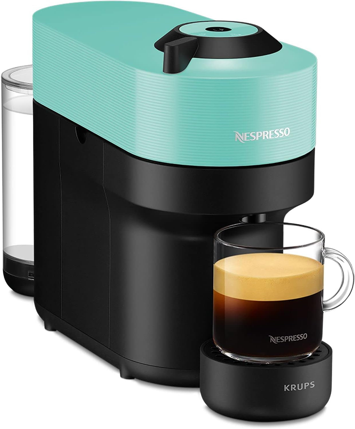 Espressomaskine med Nespresso Krups Vertuo Pop-kapsler, kapacitet: 560 ml, automatisk kapselgenkendelse, one-touch system, 4 kopstørrelser, forkortet opvarmningstid, bæredygtig, Aqua Mint, XN9204