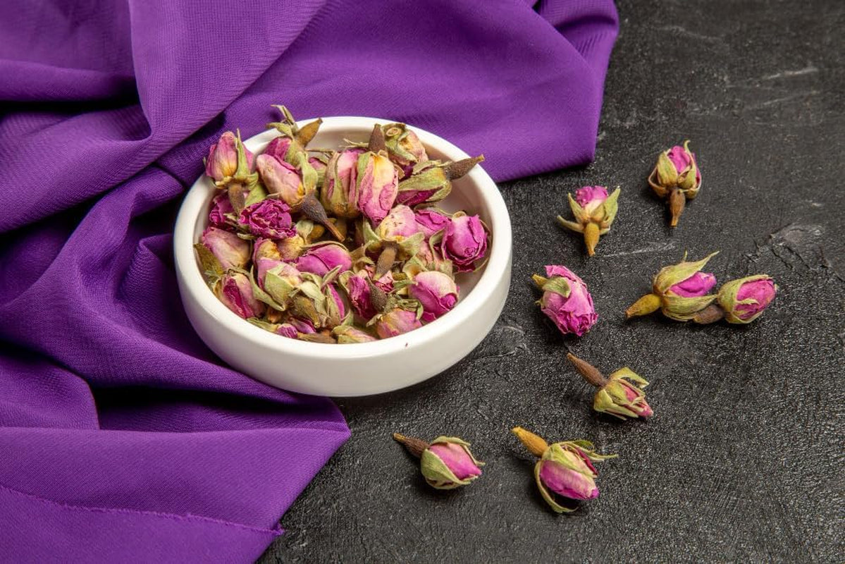 100g premium spiselige rosenknopper - tørret Atlas rosenbladsinfusion - sød og blomstret smag og aroma - 100% naturlig, ren og uden tilsætningsstoffer | Tazarin Ltd