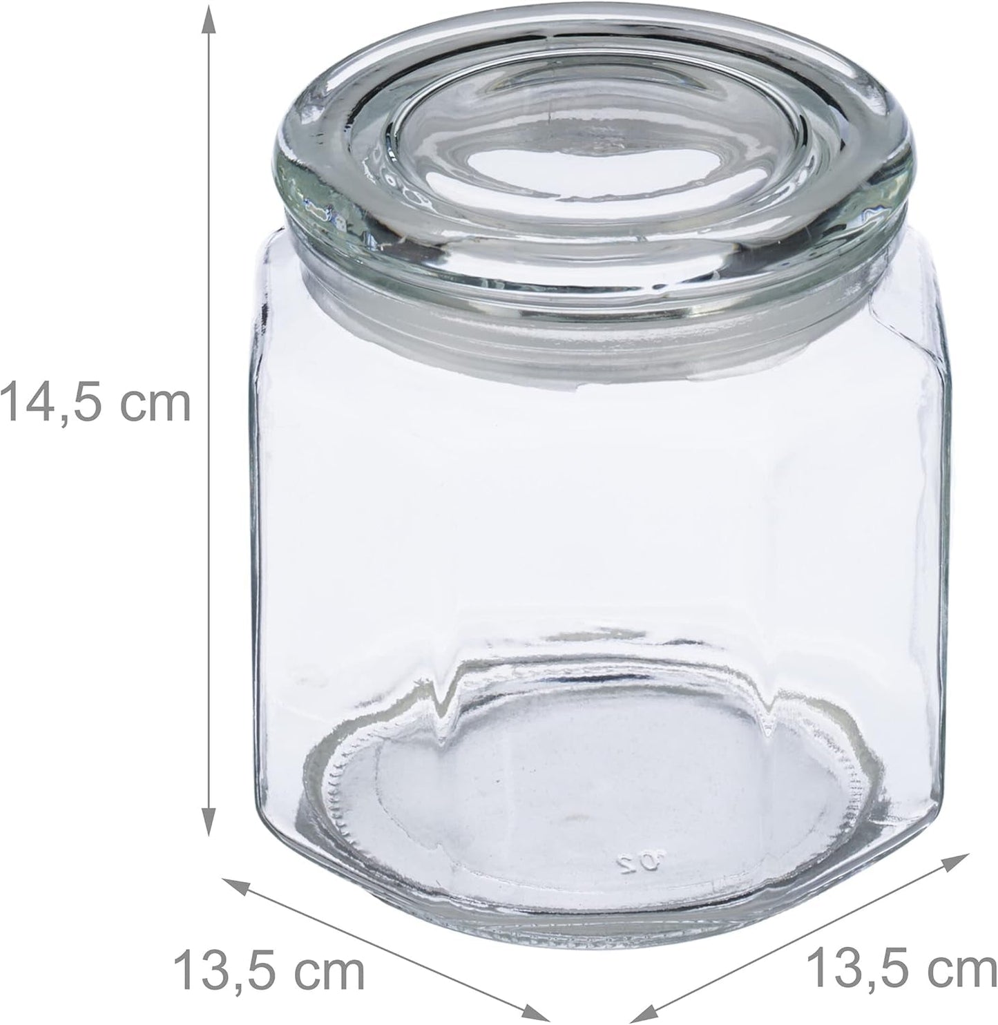 Relaxdays opbevaringskrukker med låg Sæt med 6 glas 1,3L ottekantede opbevaringskrukker Lufttætte glasbeholdere Klare madopbevaringskasser Naty Shop